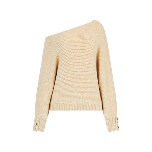 Guess Maglia Maglione Donna con scollo a barca Beige - Francavilla Moda